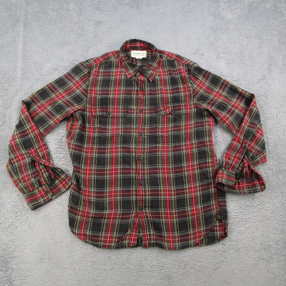 Denim & Supply Ralph Lauren Mens Large Plaid Flannel Shirt Red Green Cotton